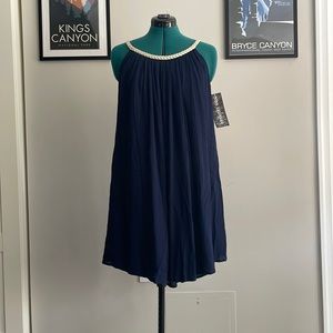 Nina Leonard Braided Neck Sleeveless Swing Dress